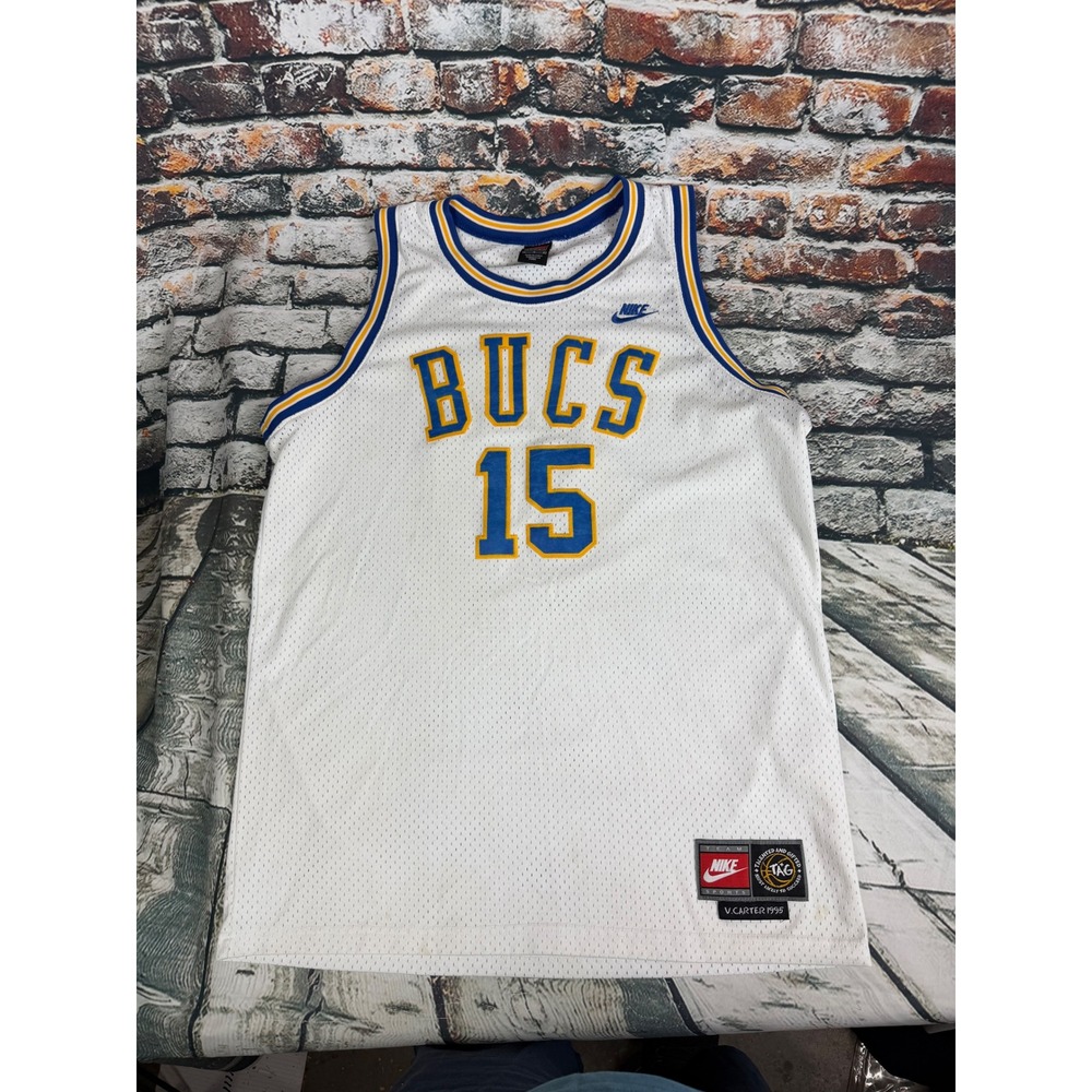 Nike Vince Carter Mainland Bucs 15 High School Basketball Jersey White Large Vtg